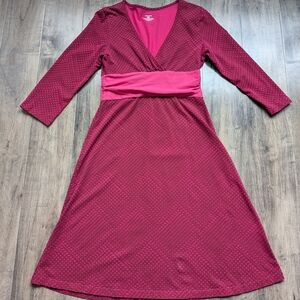 Patagonia Morning Glory Faux Wrap Dress Berry Magenta Print Size S